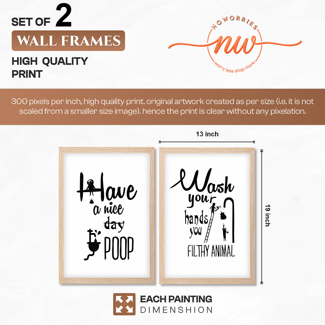 Funny Bathroom Quotes Wall Frames Set of 2
