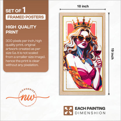 Queen Style Pop Art Wall Frame Set of 1