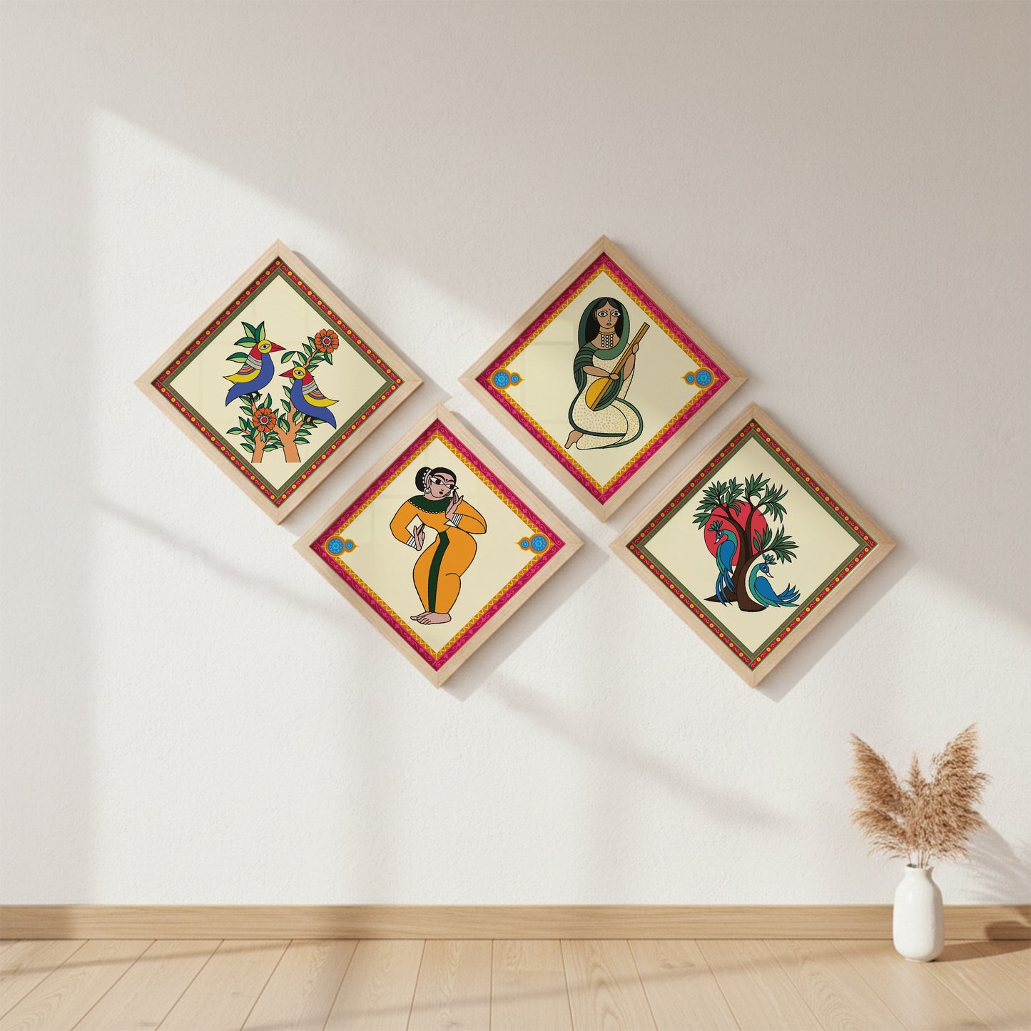Folk Heritage Wall Art Set of 4