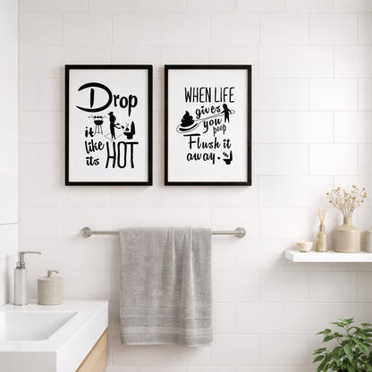 Drop It Like It's Hot Bathroom Frames Set of 2