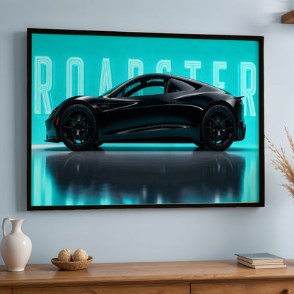 Tesla Roadster Neon Edition Wall Frame