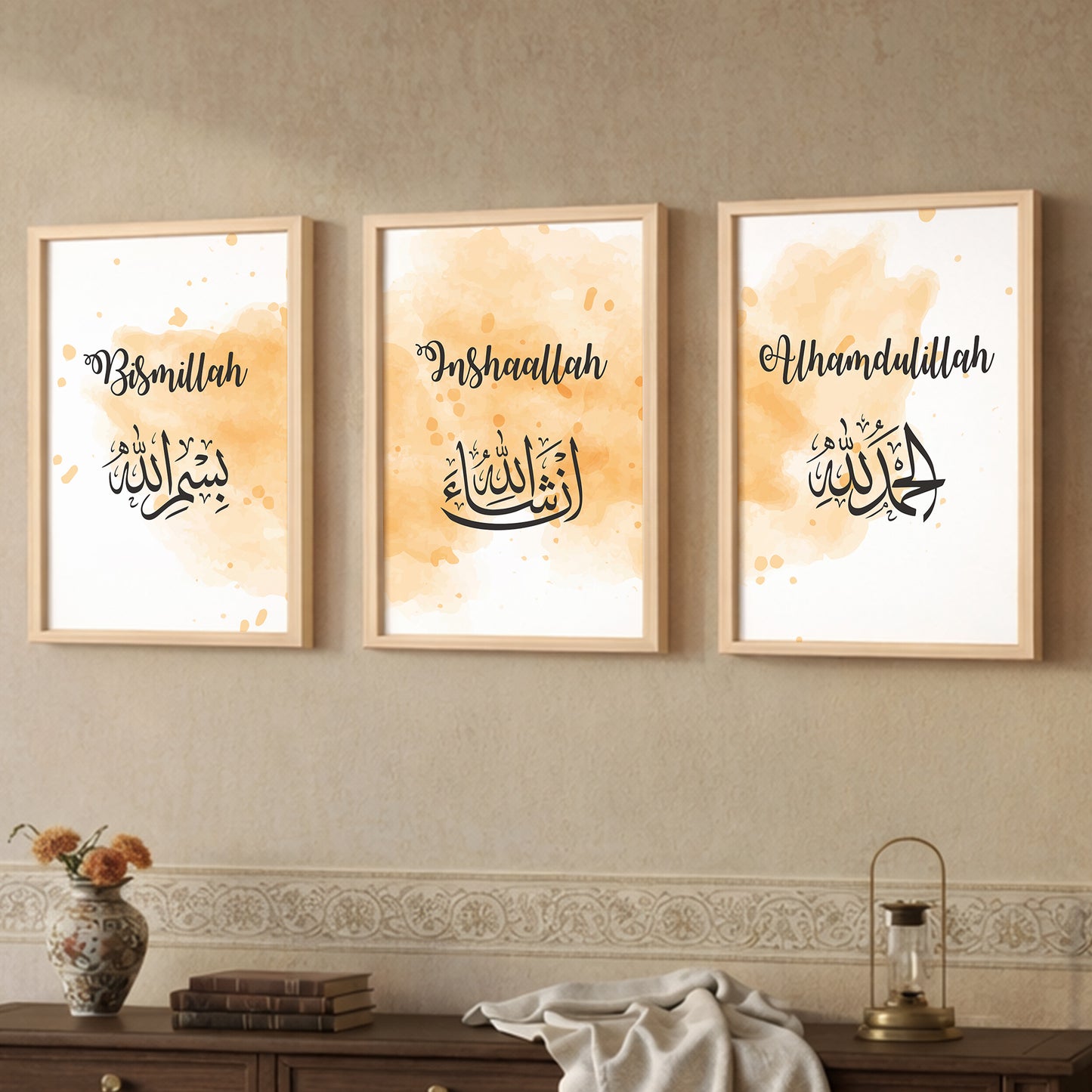 Bismillah, InshaAllah & Alhamdulillah Islamic Wall Art Set – 3