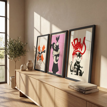 Banksy Inspired Street Art Wall Set of 3
