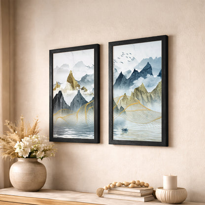 Modern Mountain Art Wall Frame Set of 2