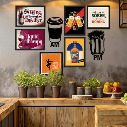 AM to PM Bar & Drink Wall Art Set