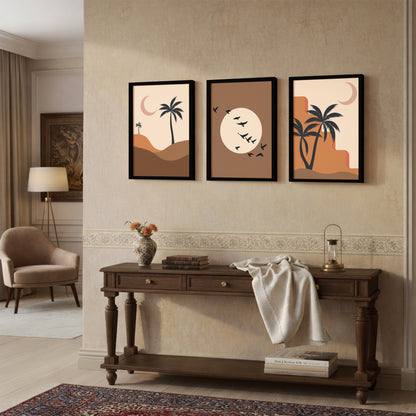 Minimal Desert Moon Wall Frame Set of 3