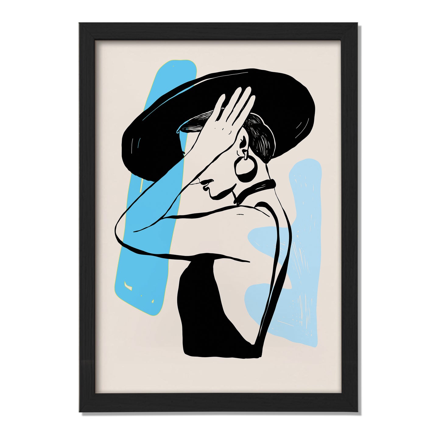 Abstract Lady in Hat Framed Wall Art Print