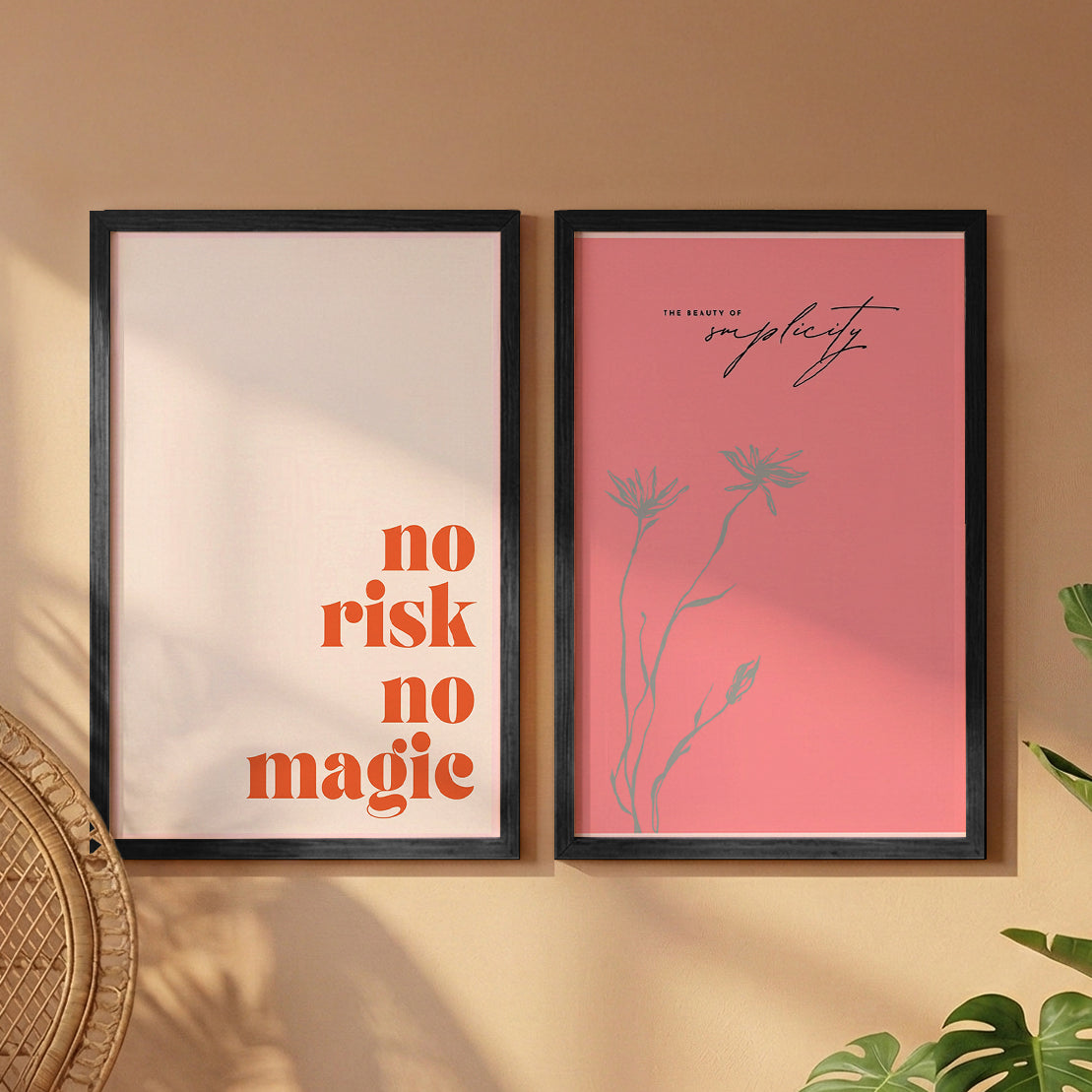 No Risk No Magic Inspirational Wall Art Set of 2