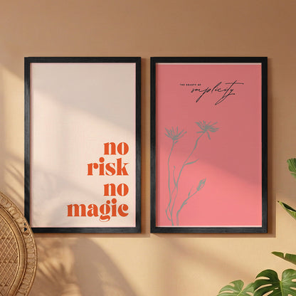 No Risk No Magic Inspirational Wall Art Set of 2