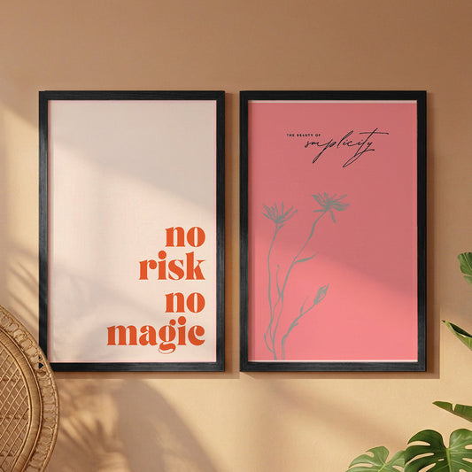 No Risk No Magic Inspirational Wall Art Set of 2