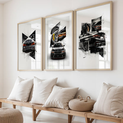 BMW Sketch Wall Frame Set of 3