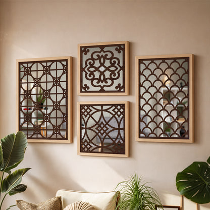 Blush Arabesque Mirror Art Set of 4