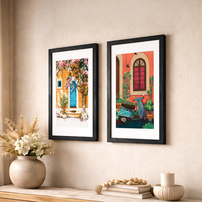 Mediterranean Street Art Wall Frame Set of 2