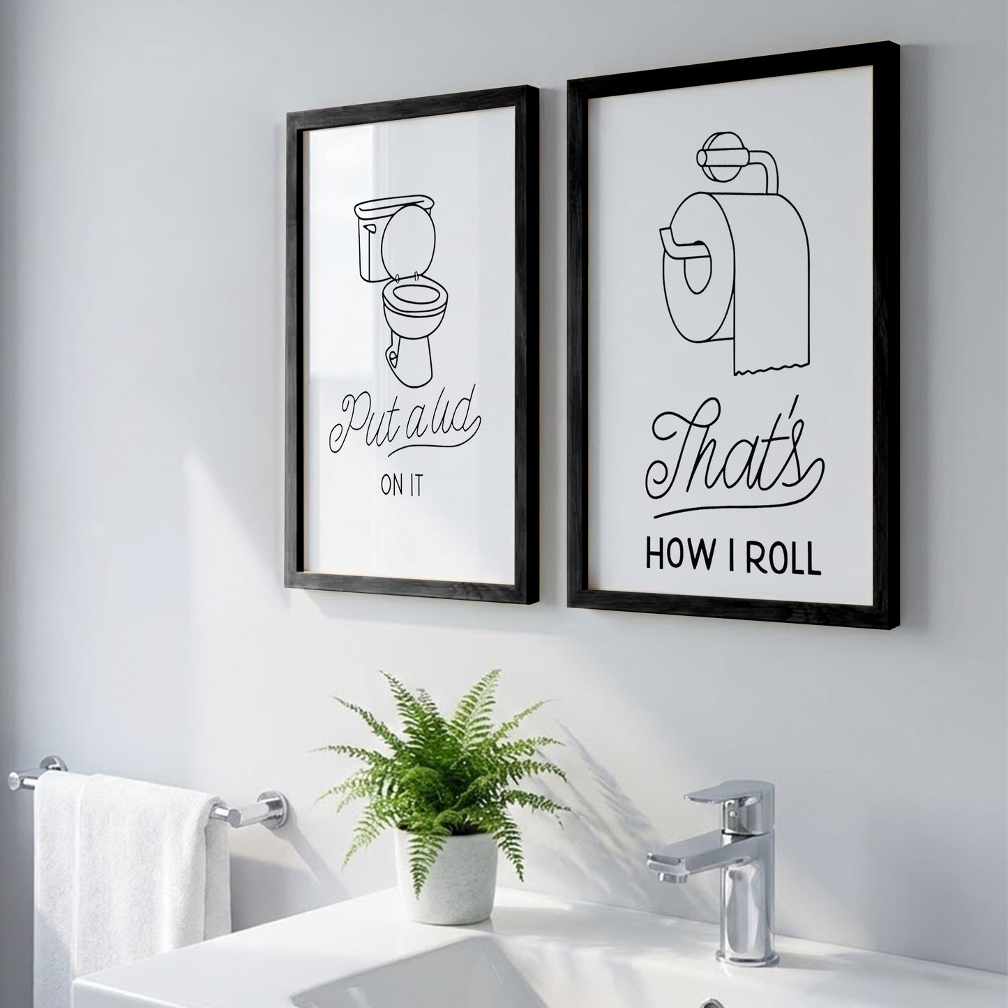 Funny Toilet Humor Wall Frames Set of 2