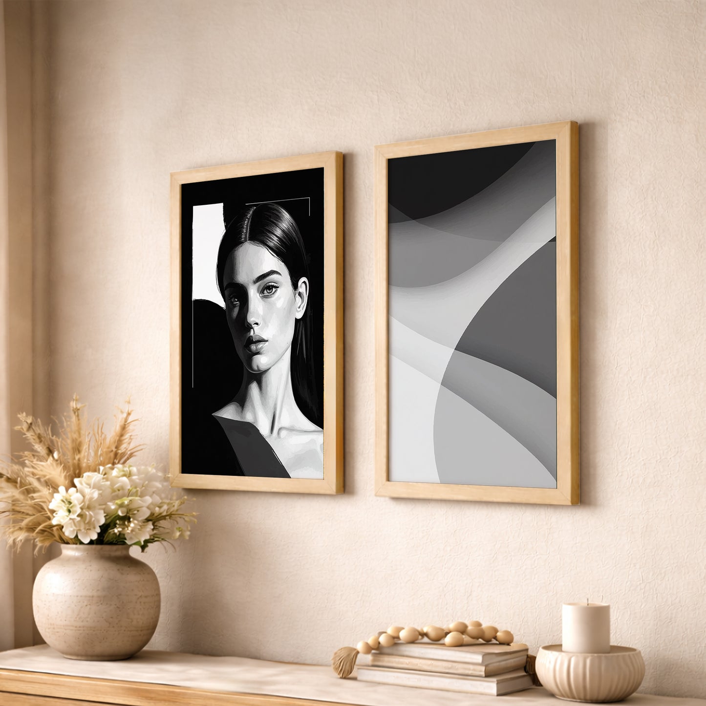 Modern Abstract & Portrait Wall Frame Set of 2