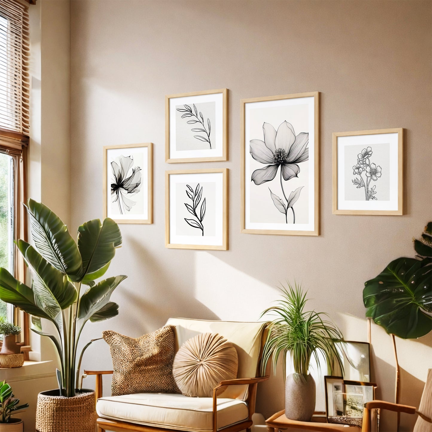 Elegant Floral Wall Set of 5