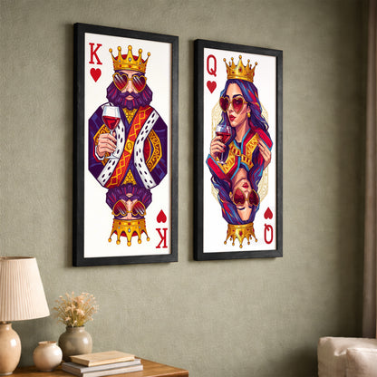 King & Queen Card Art Wall Frame Set of 2