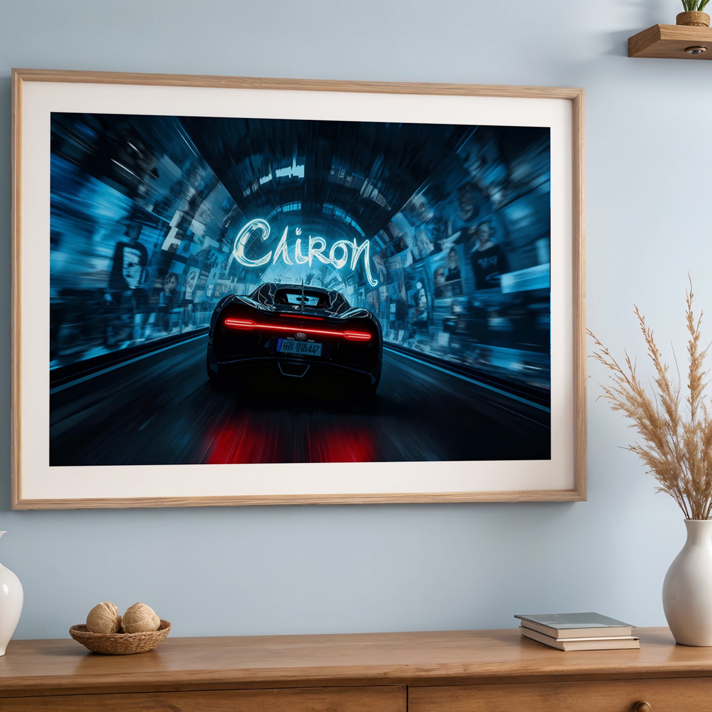 Chiron Hypercar Neon Drive Wall Art