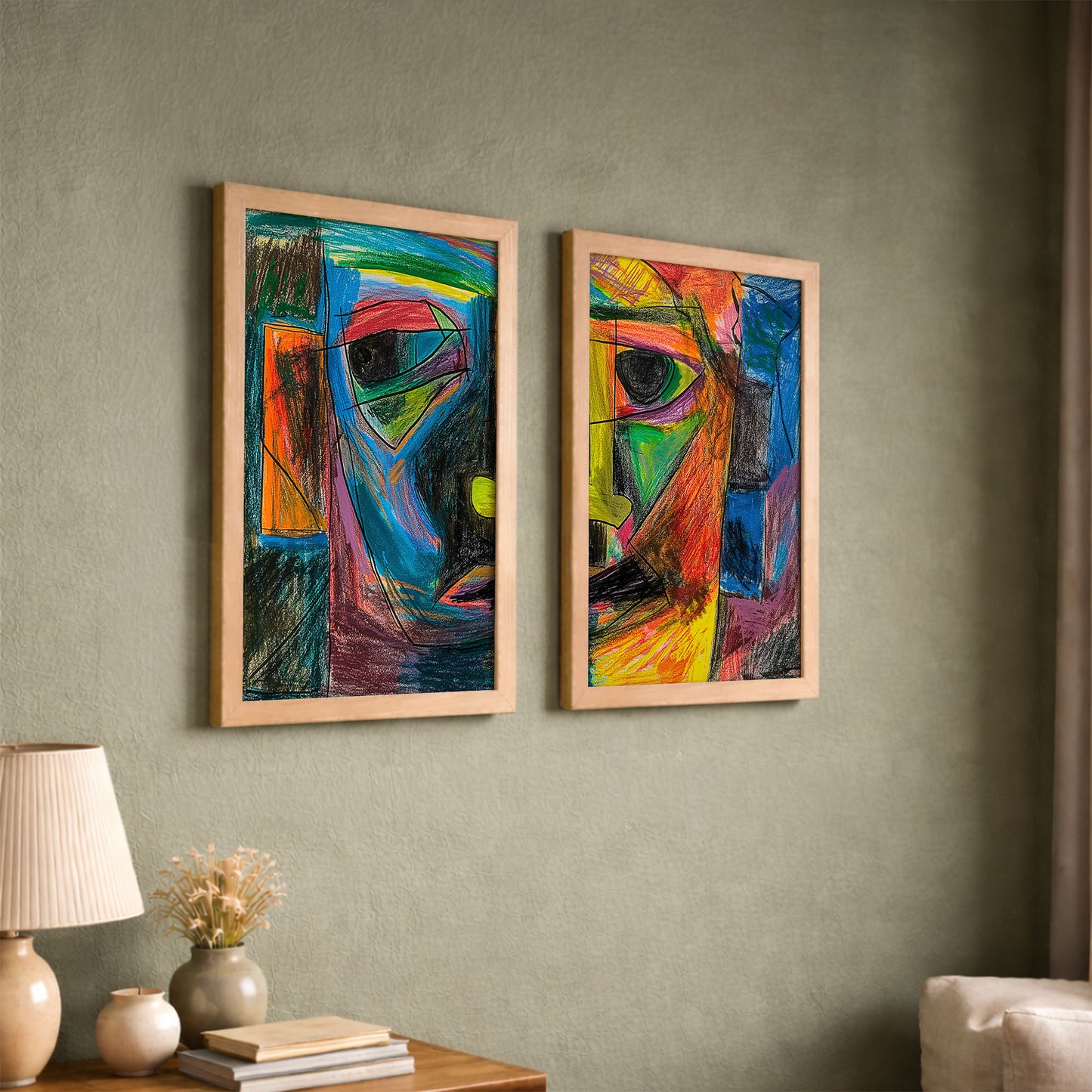 Modern Cubist Face Print Set