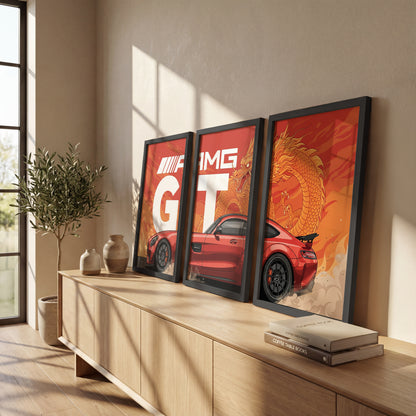 AMG GT Dragon Wall Frame Set of 3