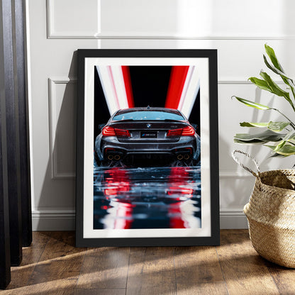 BMW M5 Rear Light Trails Wall Frame