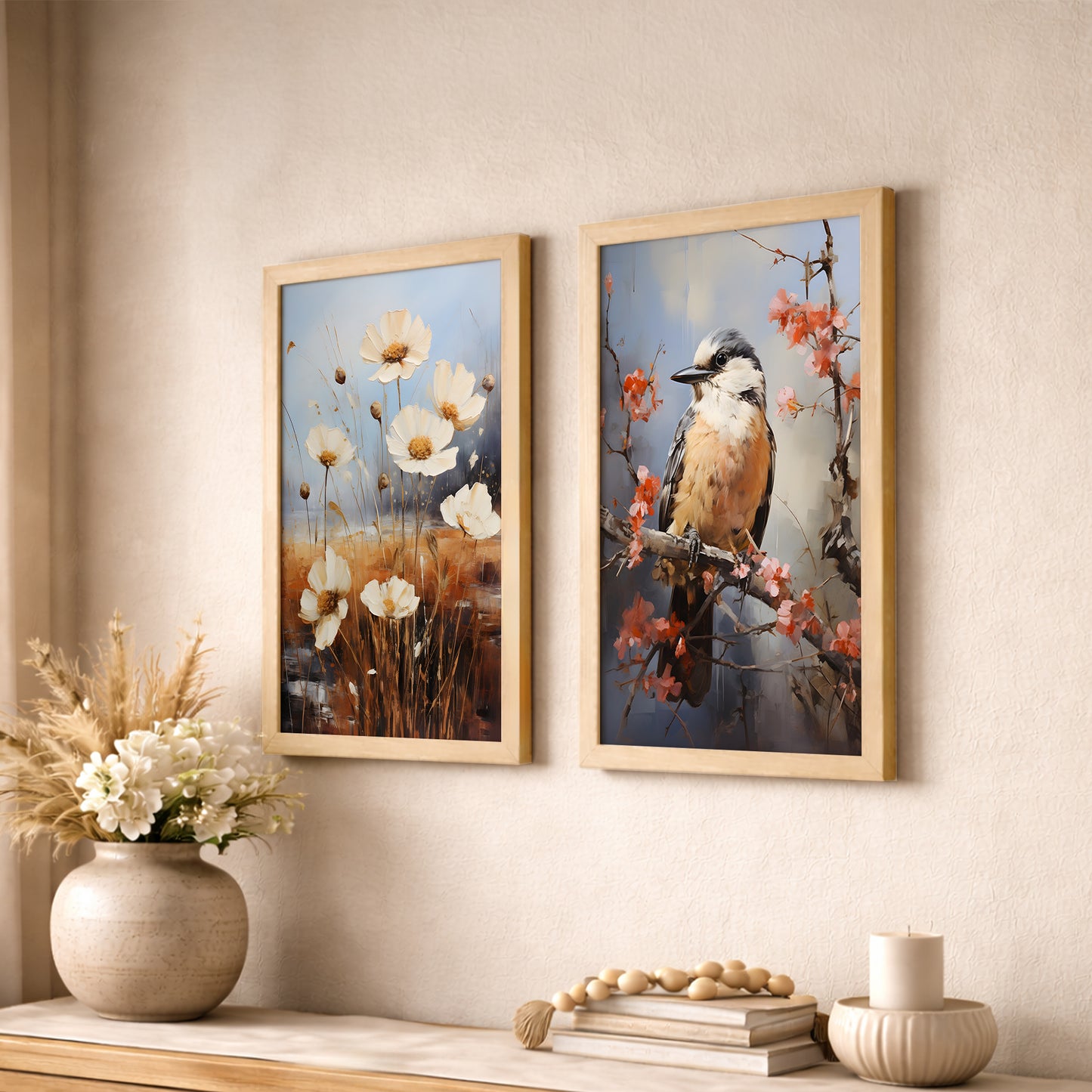 Bird & Floral Wall Art Set of 2