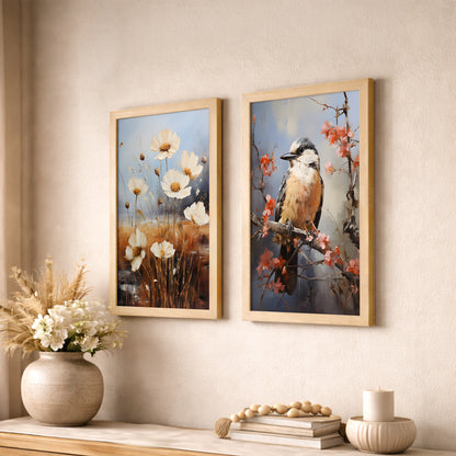Bird & Floral Wall Art Set of 2