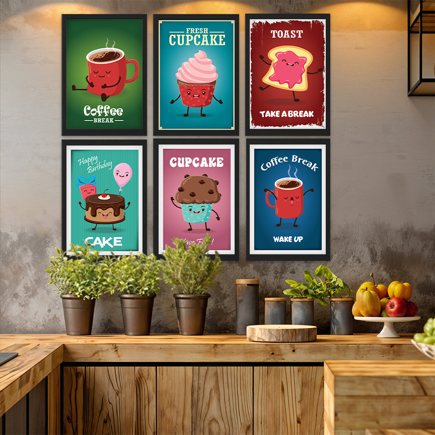 Cute Food Art Collection Wall Frame Set