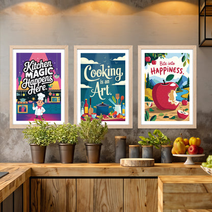 Retro Kitchen Magic Poster Art Set Wall Frame