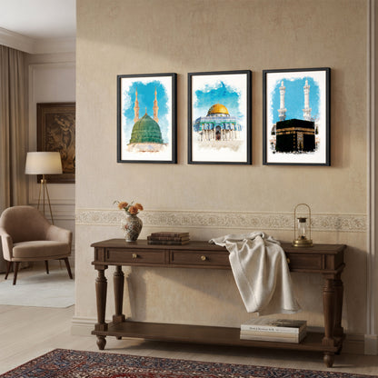 Islamic Sacred Landmarks Wall Art Set – 3