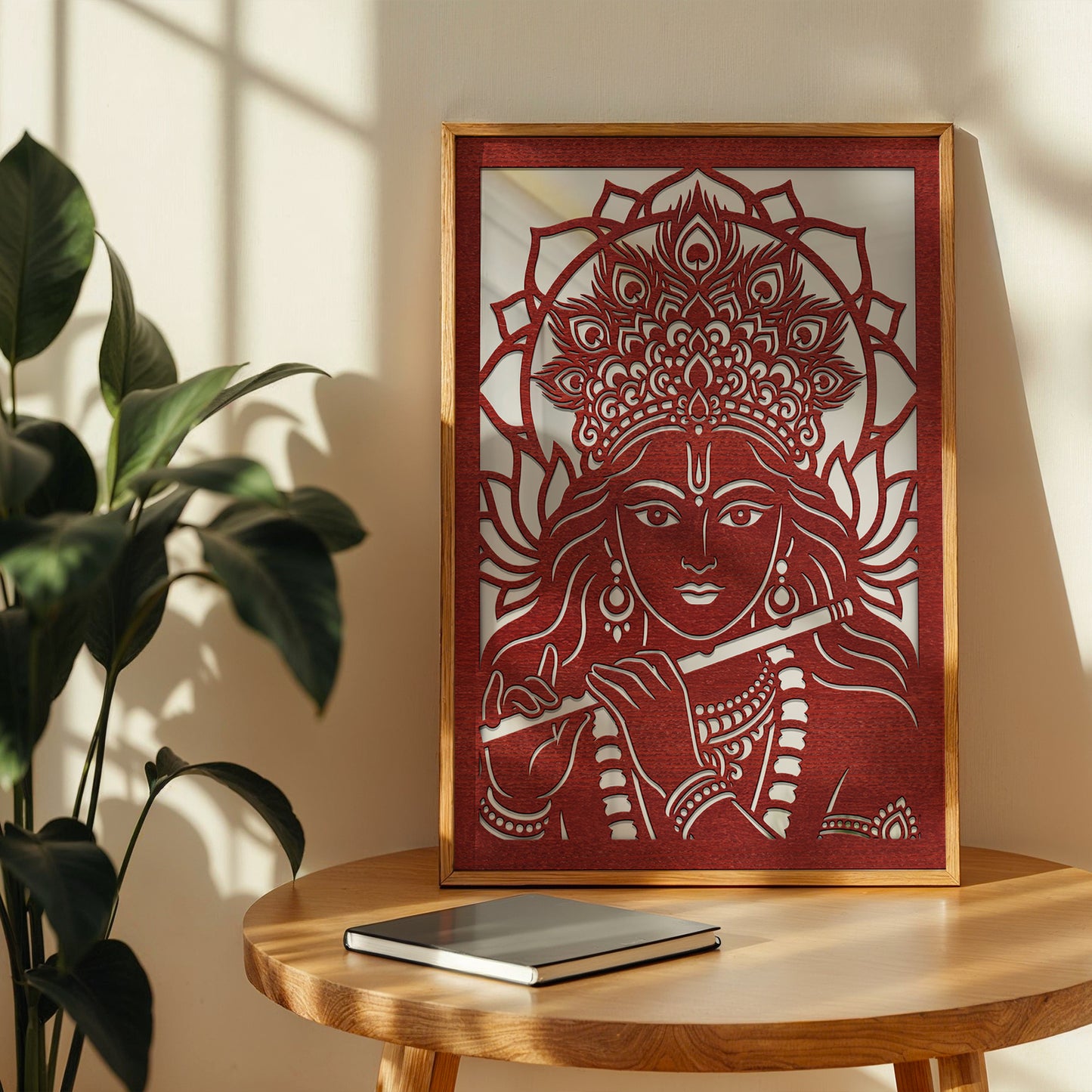 Krishna Pinewood Laser wall Art
