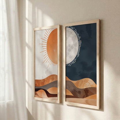 Sun & Moon Desert Wall Frame Set of 2