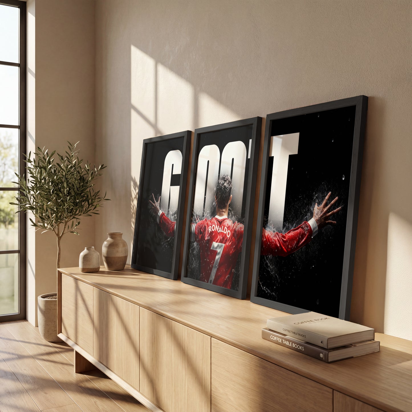 Cristiano Ronaldo GOAT Wall Art Set of 3