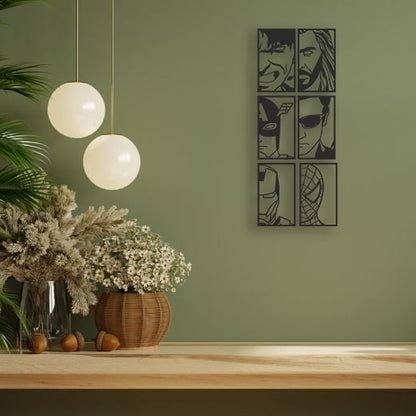 Superhero Faces Pinewood Wall Art
