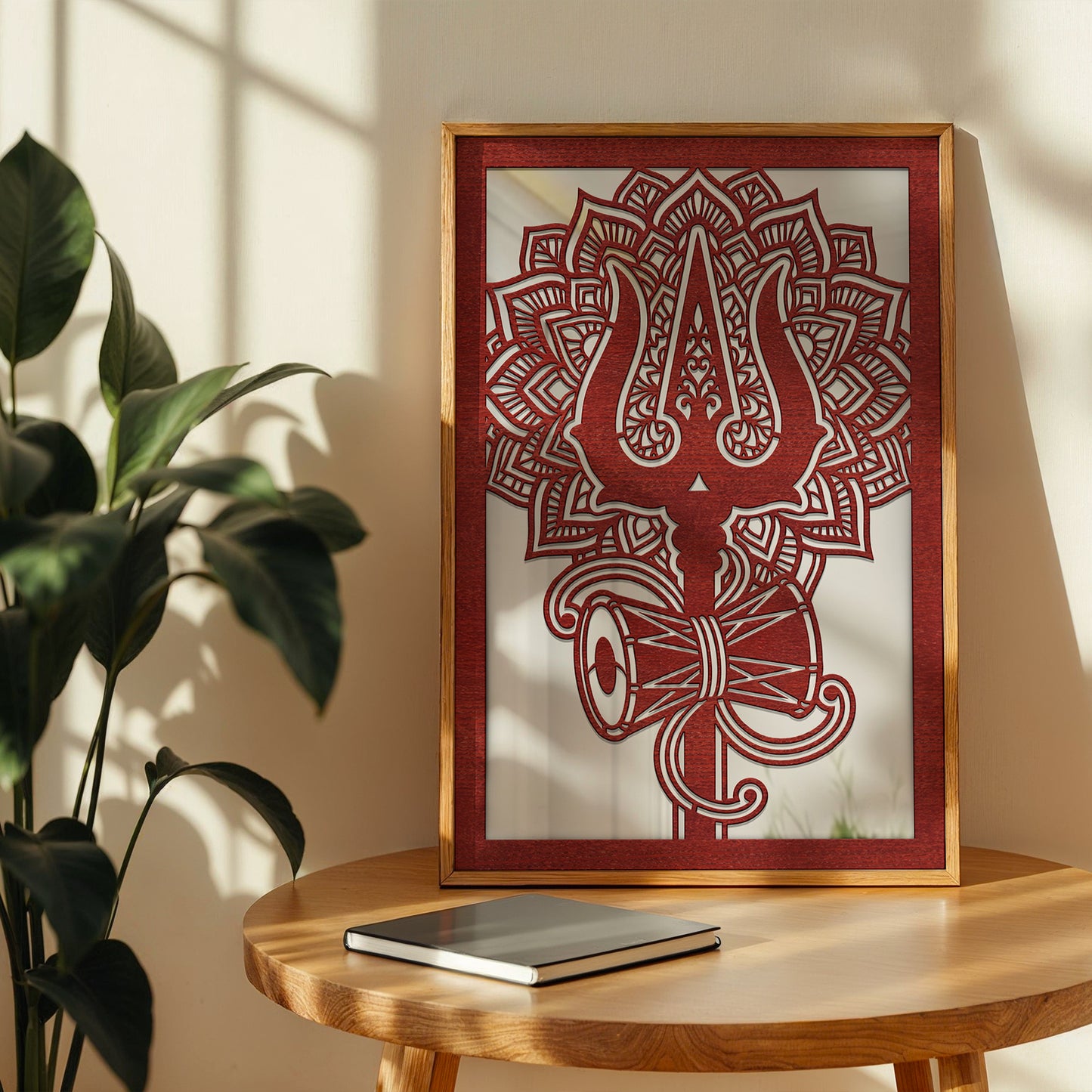 Trishul Shiva Framed Mirror Art Set of 1