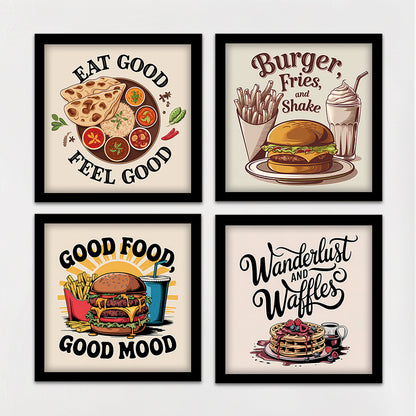 Retro Food Quote Wall Art Set