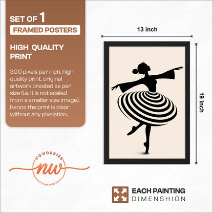 Modern Ballet Dancer Silhouette Framed Wall Art