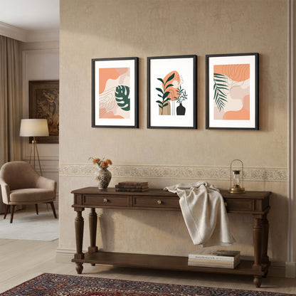 Modern Botanical Abstract Wall Frame Set of 3