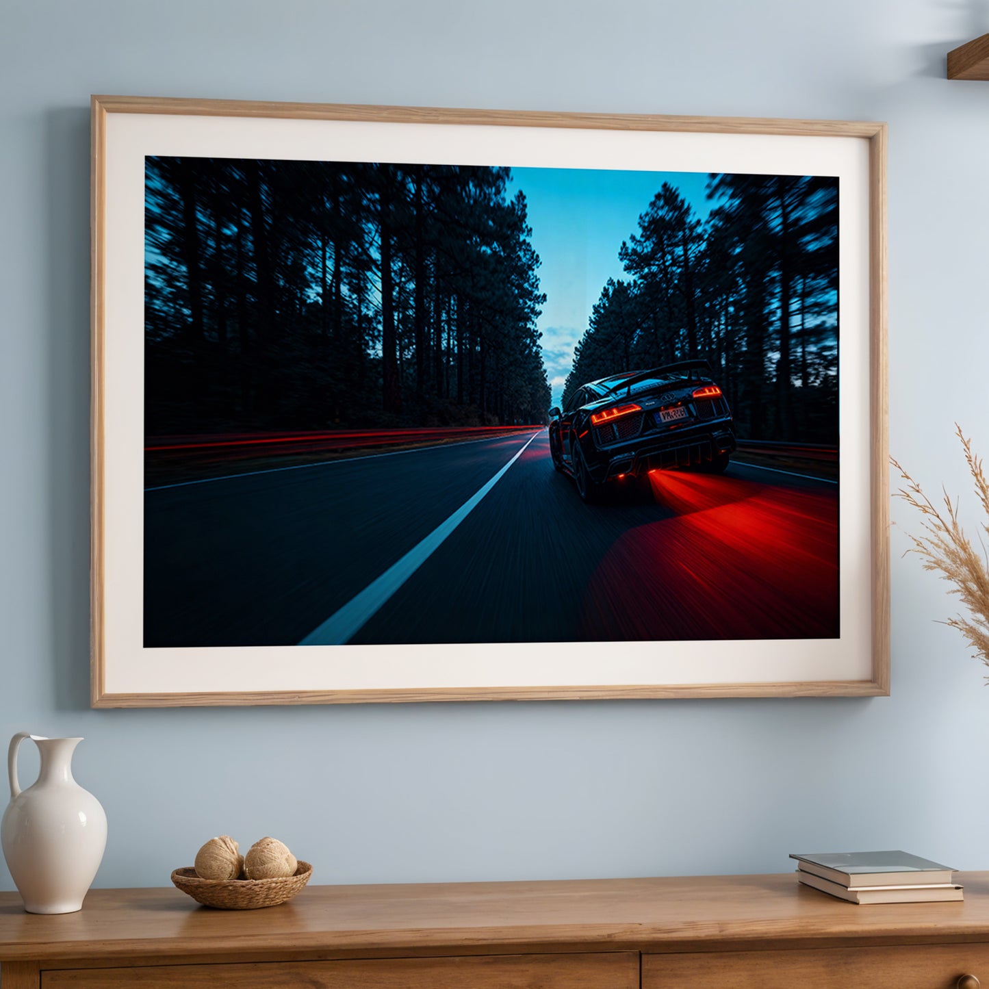 Audi R8 Midnight Forest Drive Wall Frame