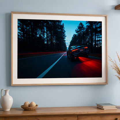 Audi R8 Midnight Forest Drive Wall Frame
