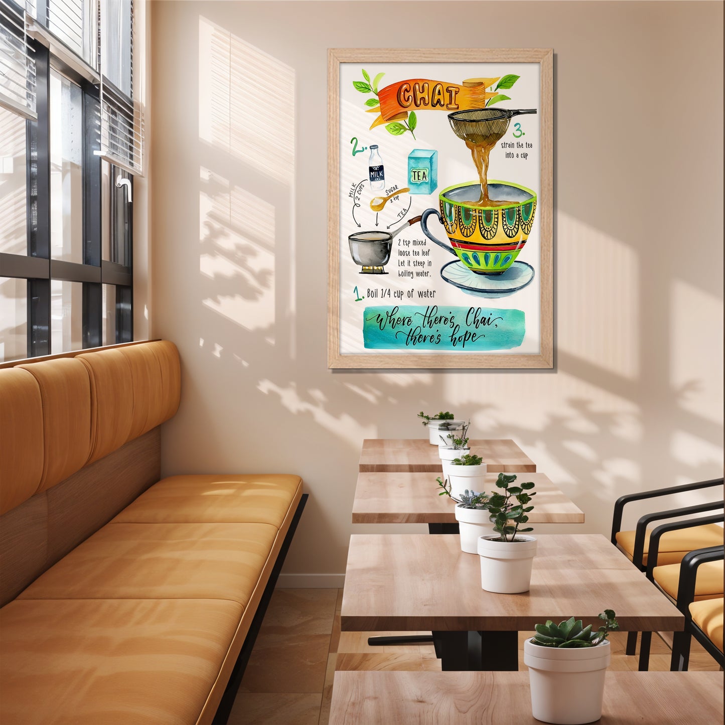 Chai Recipe Kitchen Wall Frame Set of 1