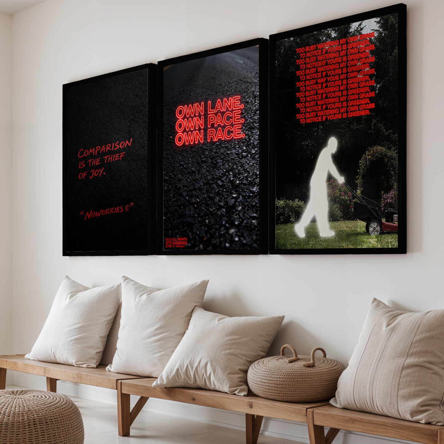 Motivational Quote Wall Art Set of 3