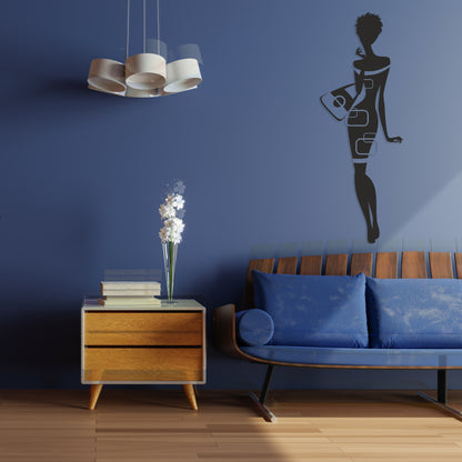 Elegant Woman Pinewood Wall Art