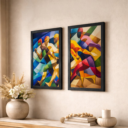 Vibrant Abstract Figures Poster Set of 2