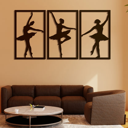 Ballet Dancers Pinewood Wall Art