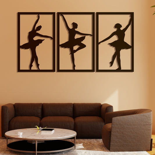 Ballet Dancers Pinewood Wall Art