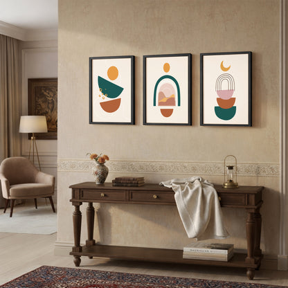 Minimal Boho Abstract Shapes Wall Frame Set of 3