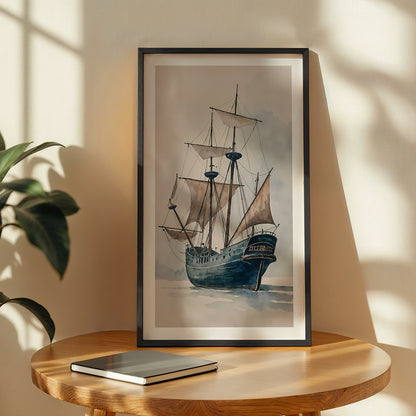 Vintage Sailing Ship Framed Wall Art Print