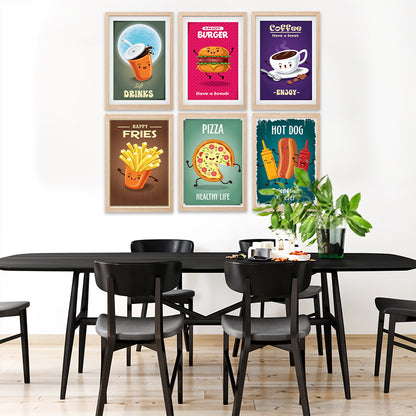 Fun Fast-Food Art Set Wall Frame