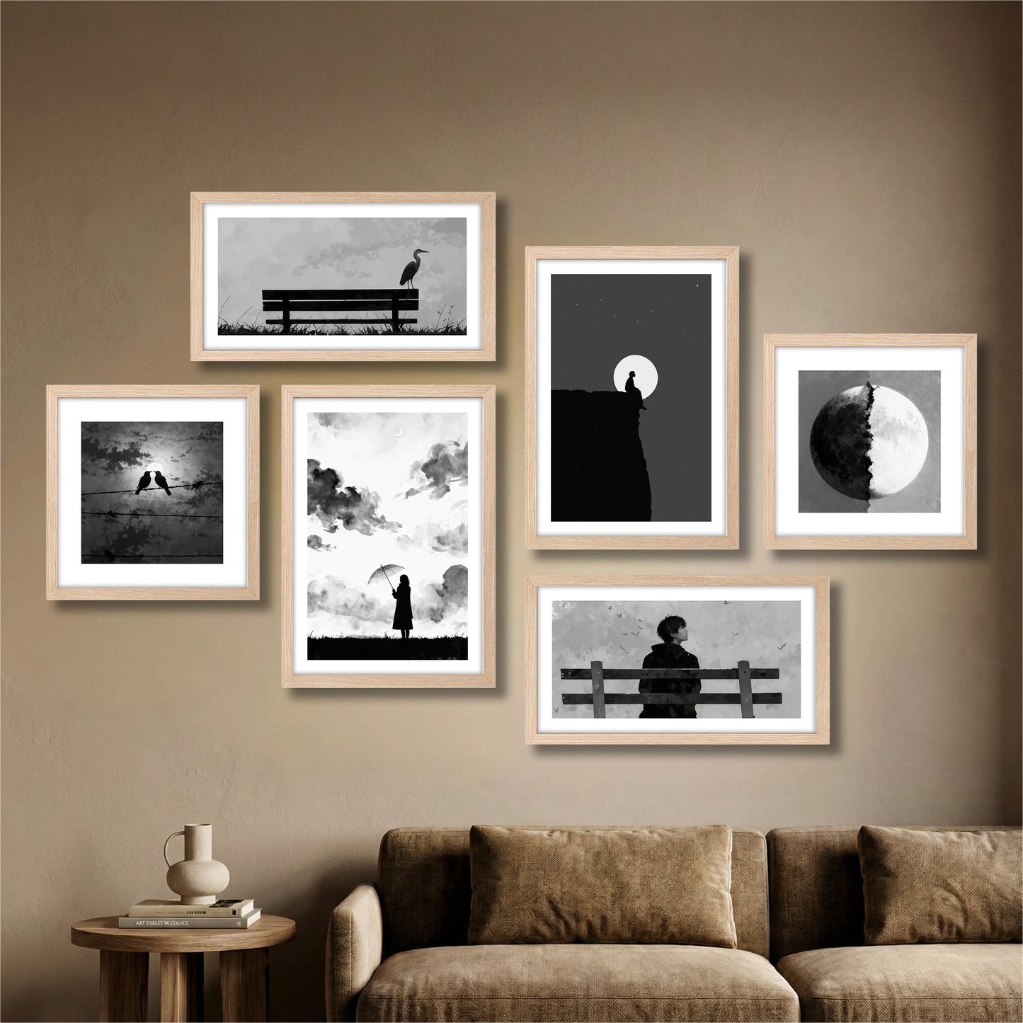 Black & White Minimal Wall Art Set of 6